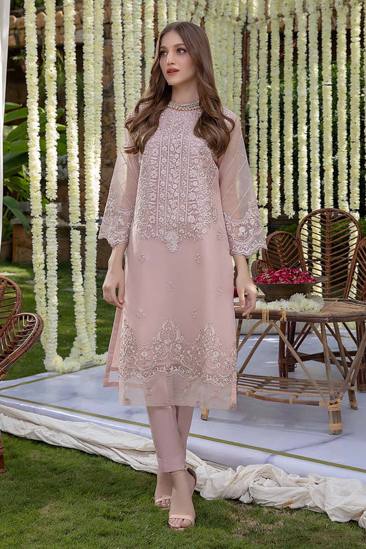 Azure Formal Embroidered Organza Unstitched 1 Piece Kurti - 02 Tea Pink