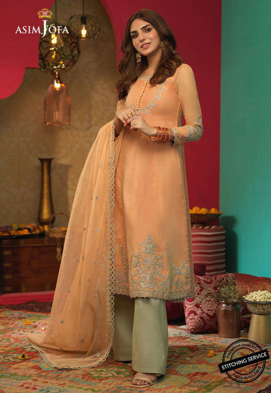 Asim Jofa Festive Organza Unstitched 3 Piece Suit - AJFC 34