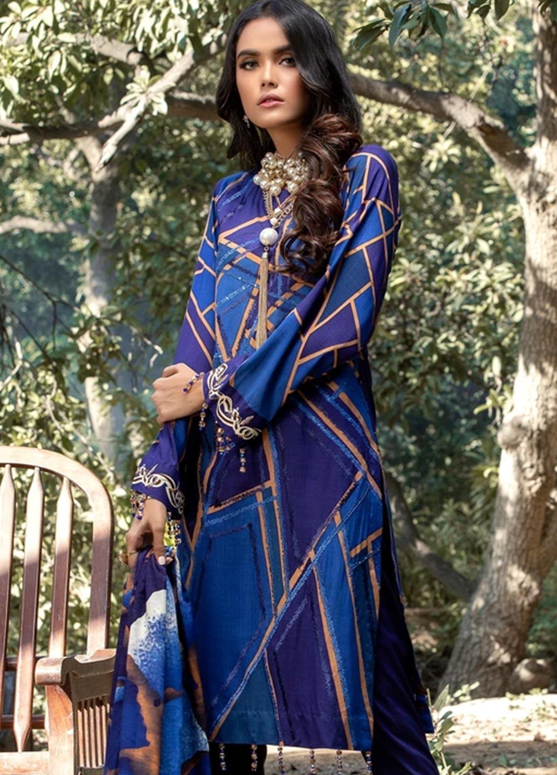 Salitex Embroidered Linen 3 piece Unstitched Suit - WK 382b