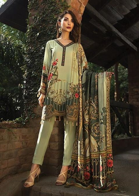 Jazmin iRis Embroidered Linen 3 Piece Unstitched Dress - 03 ZEPHYR
