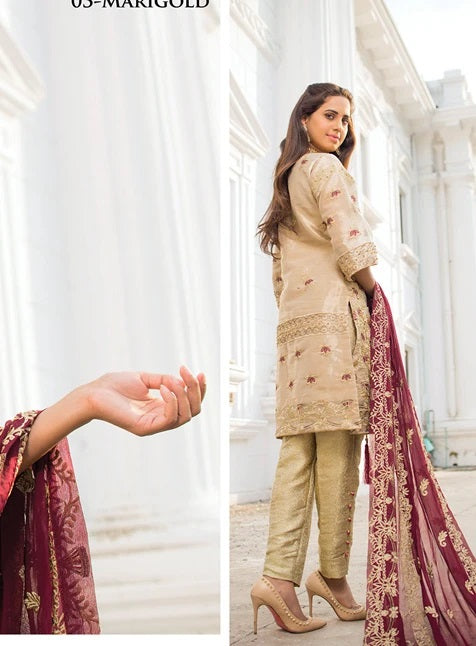 Noorma Kamal Embroidered Missouri Unstitched 3 Piece Suit NK - 03 Marigold