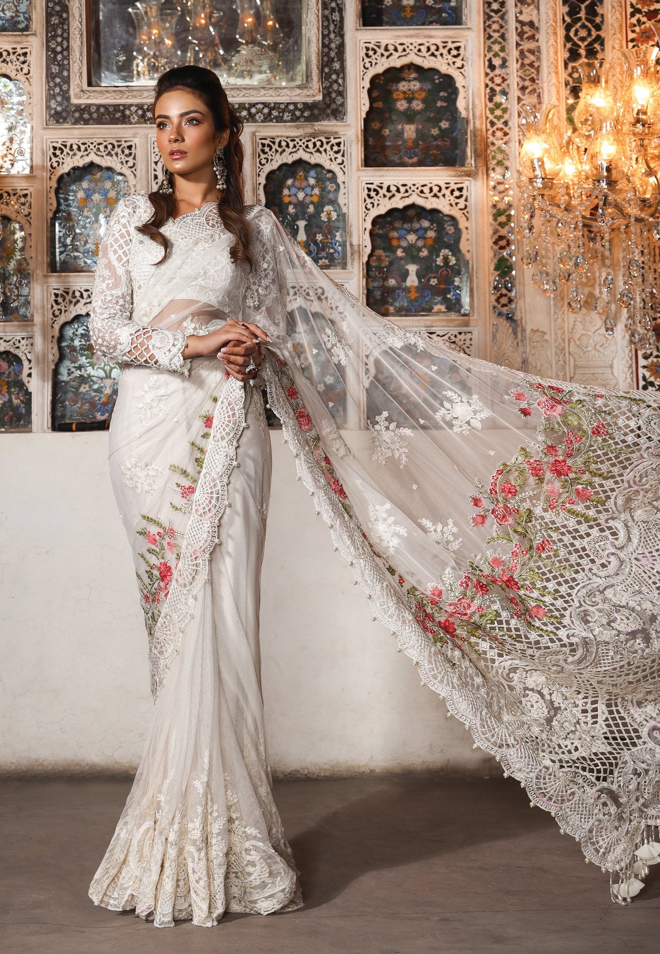 Maria B Mbroidered Embroidered Saree Unstitched - D3 Wedding Collection