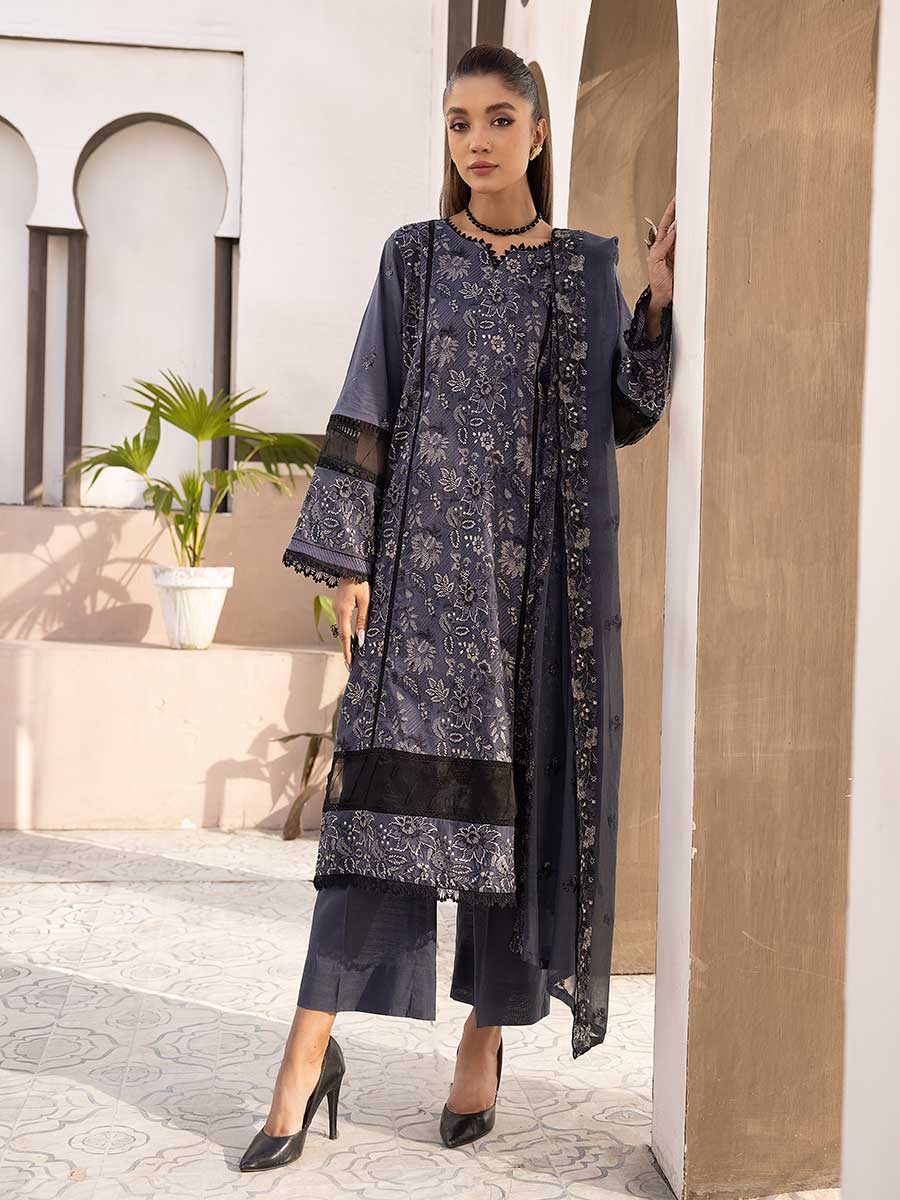 Majestic Embroidered Lawn Dress Unstitched 3pc D-03