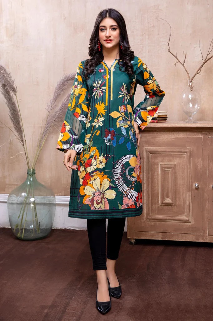 Adan Libas Printed Cambric Stitched Kurti - C1 03 Dazlin