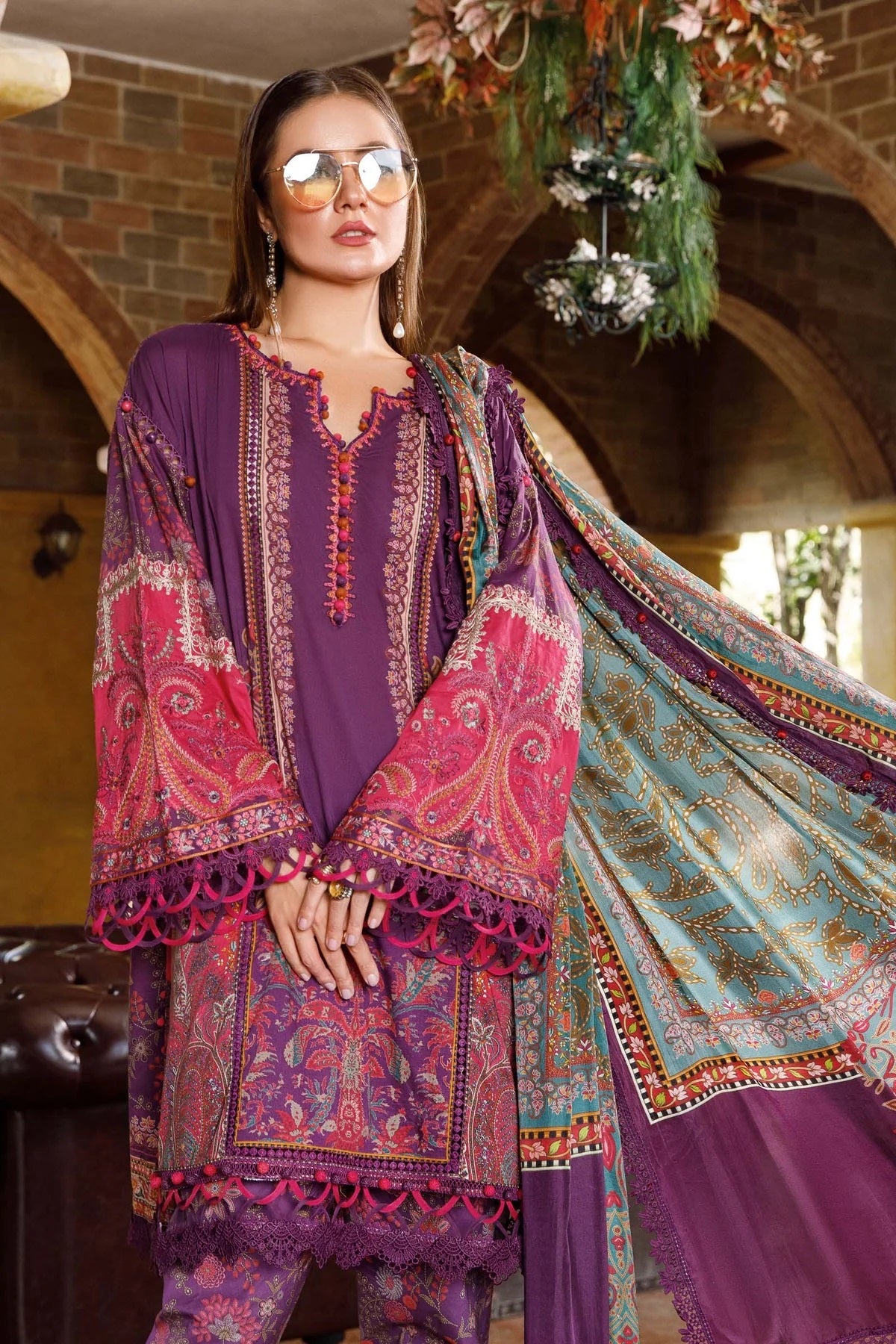 M.Prints By Maria B Embroidered Lawn Suits Unstitched 3 Piece MPT-1703-A