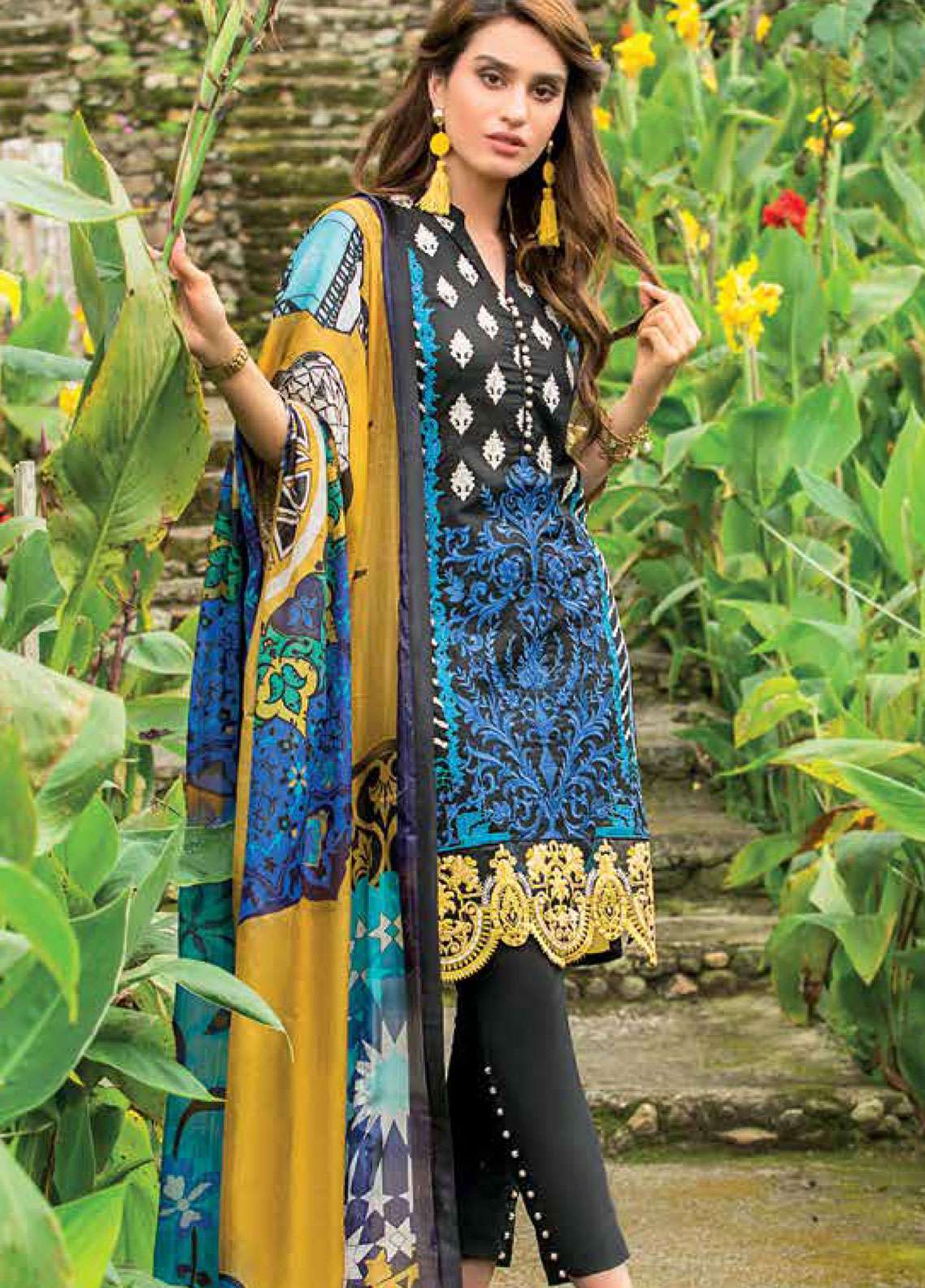 Zainab Chottani Embroidered Lawn Unstitched 3 Piece Suit - 3A Dandelion Shadows
