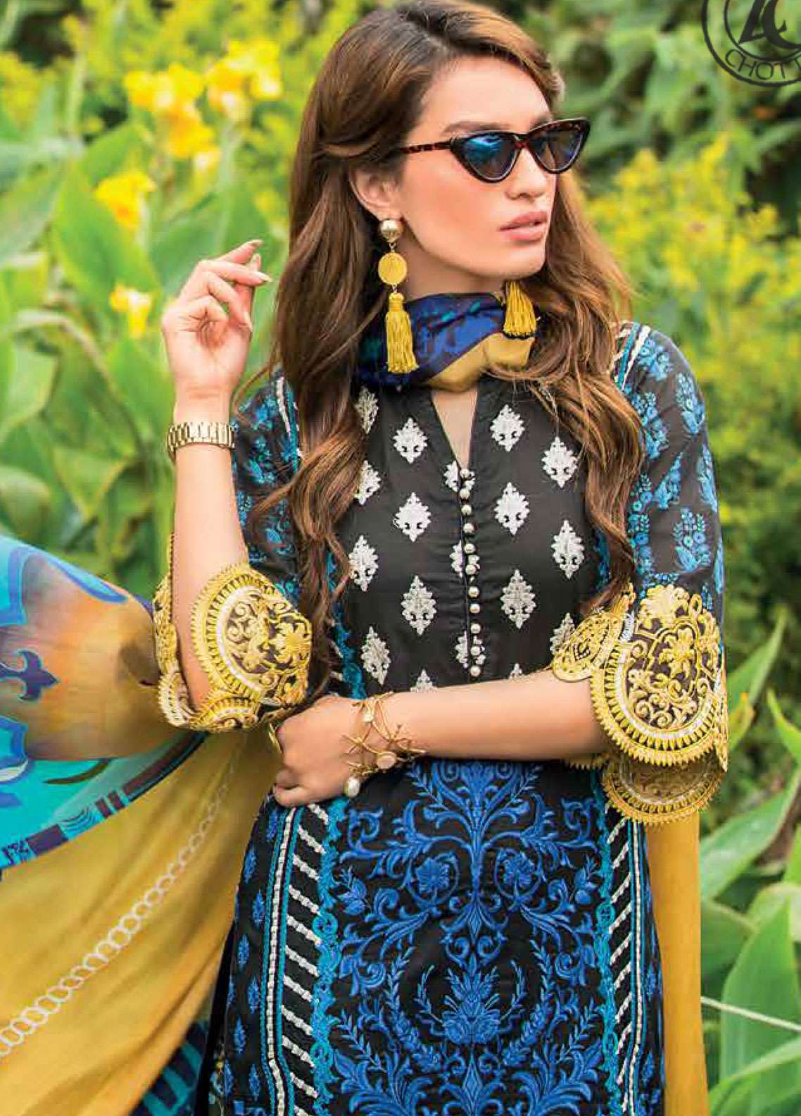 Zainab Chottani Embroidered Lawn Unstitched 3 Piece Suit - 3A Dandelion Shadows