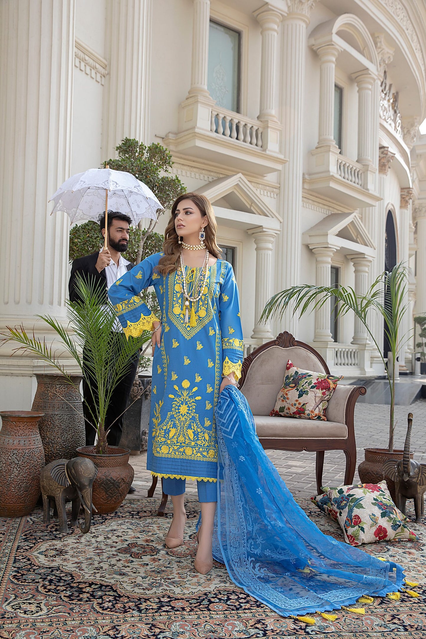 Kalyan Embroidered Lawn with Burn Out Dupatta Unstitched 3 Piece Suit – KBO-03