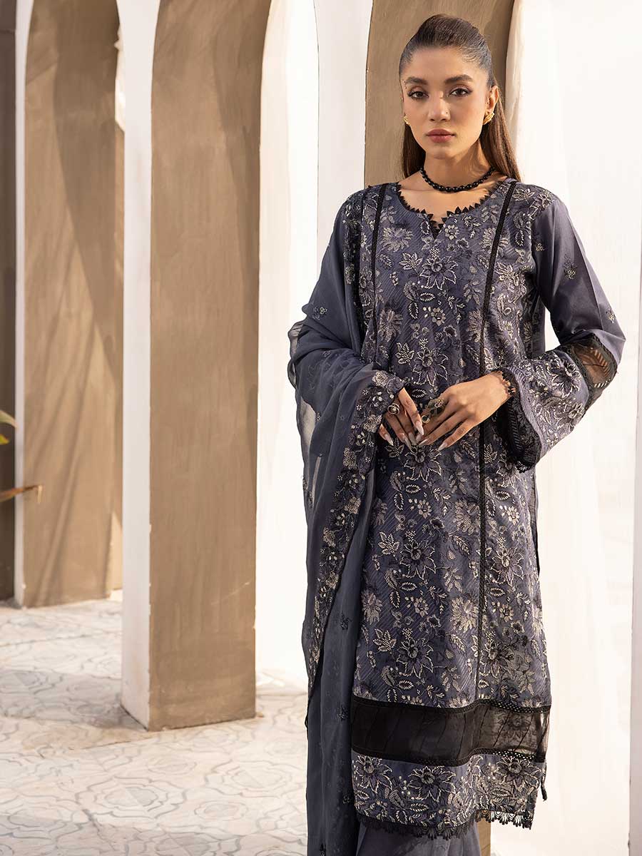 Majestic Embroidered Lawn Dress Unstitched 3pc D-03