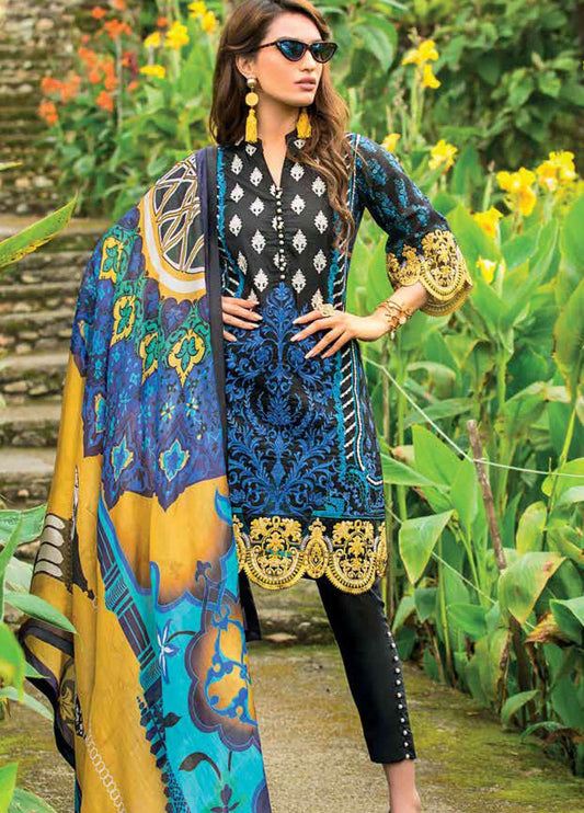 Zainab Chottani Embroidered Lawn Unstitched 3 Piece Suit - 3A Dandelion Shadows