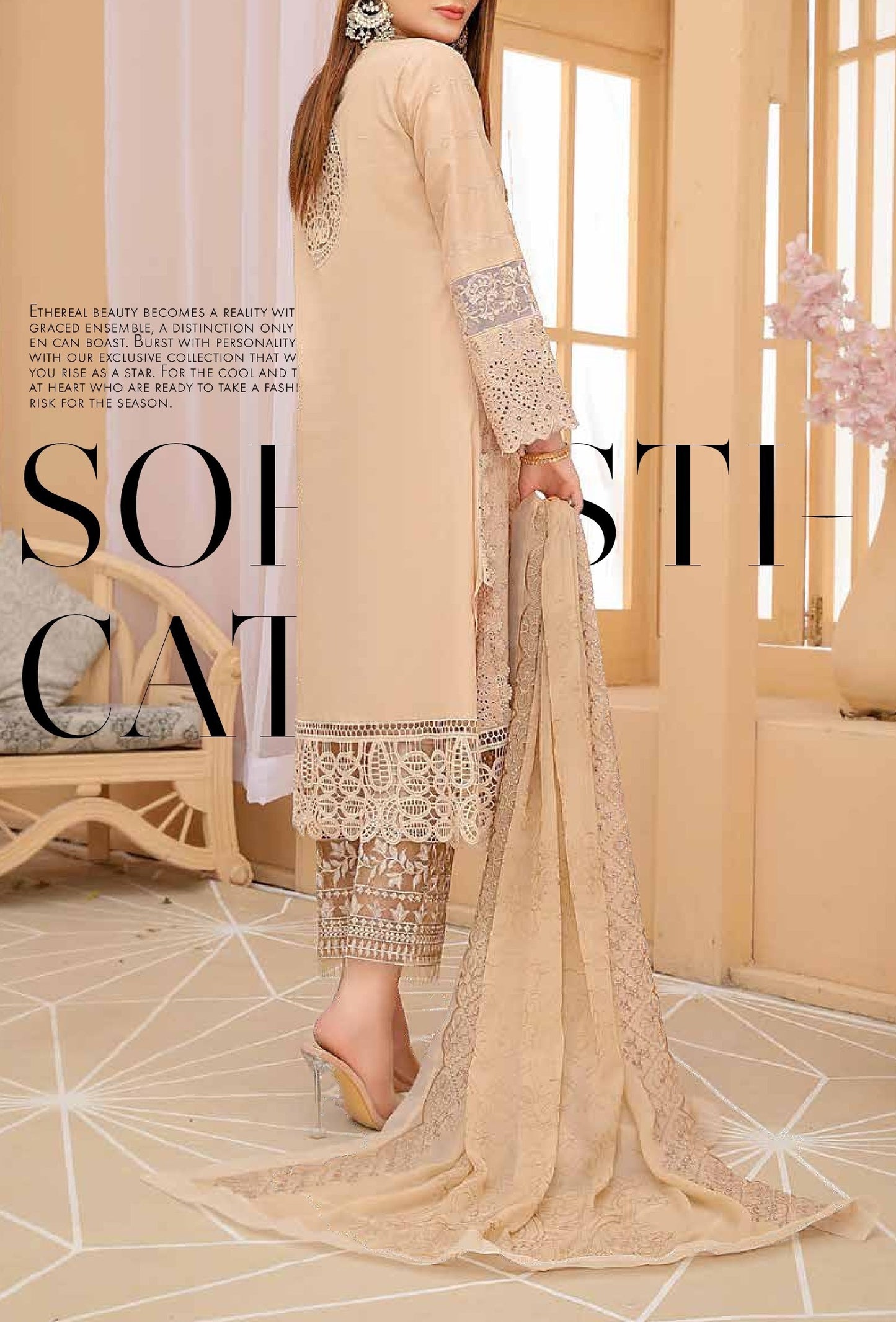 Mizaaj Embroidered Chikankari Lawn Suits Unstitched 3 Piece D-03