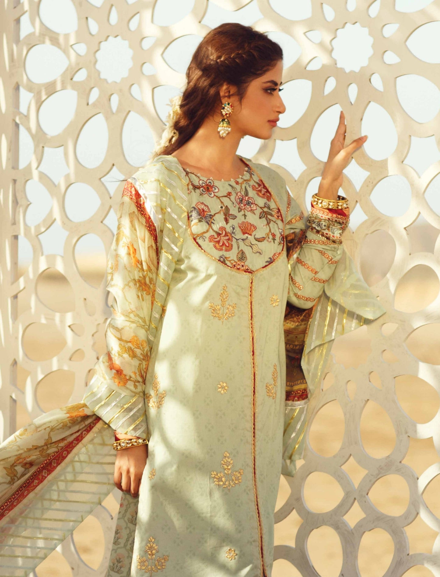 Qalamkar Luxury Festive Lawn Unstitched 3 Piece Suit - EC 03