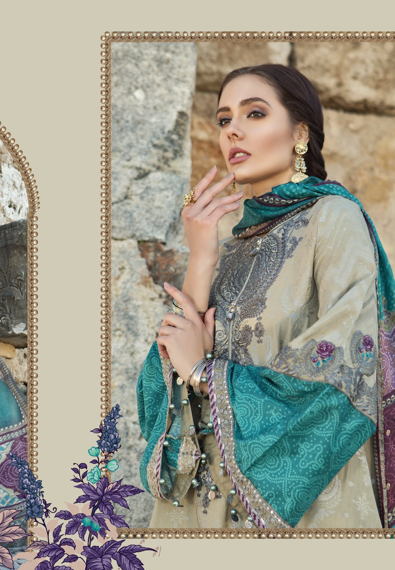 Maria B Embroidered Lawn Unstitched 3 Piece Suit - 3B