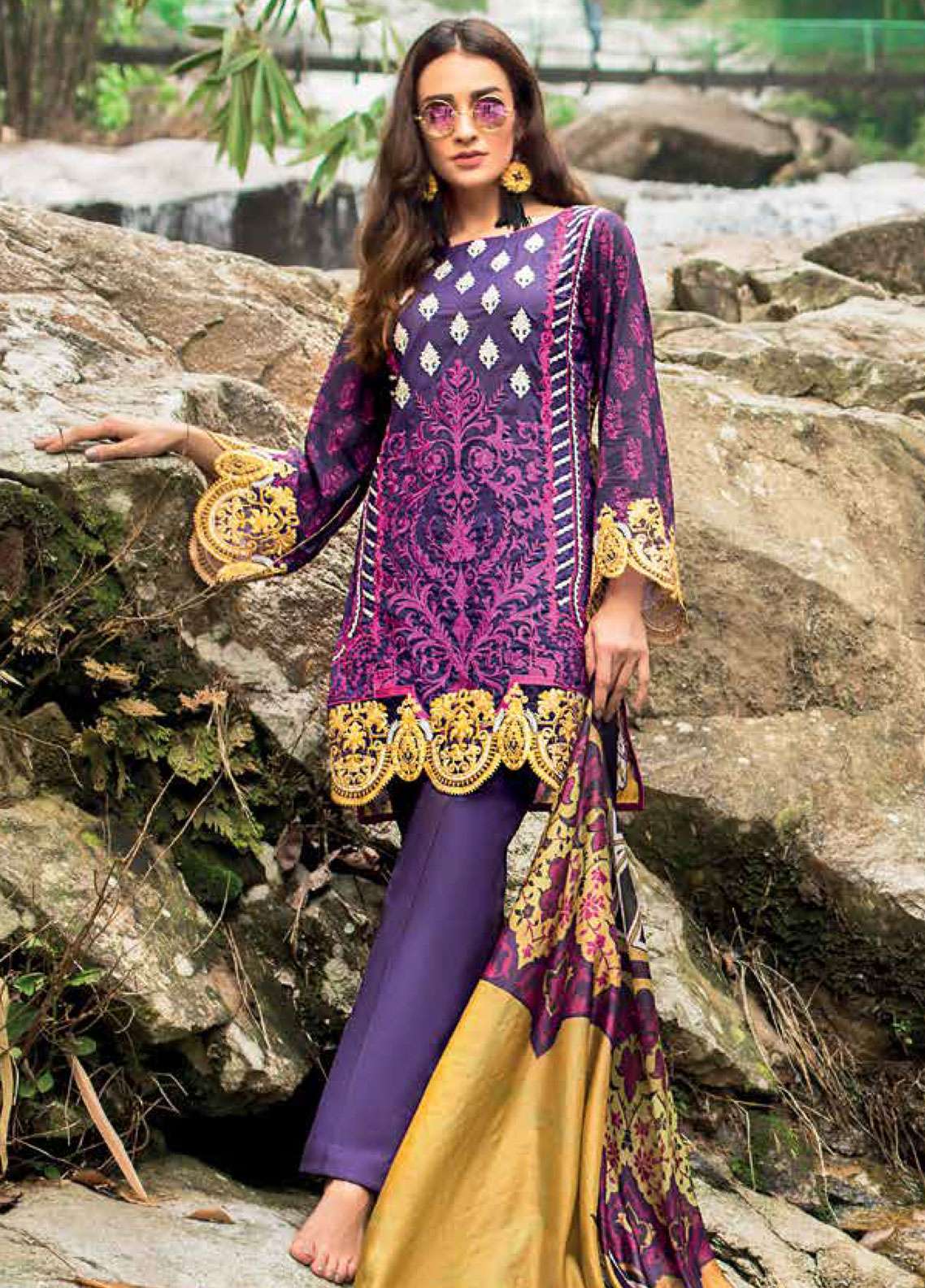 Zainab Chottani Embroidered Lawn Unstitched 3 Piece Suit - 3B Dandelion Shadows