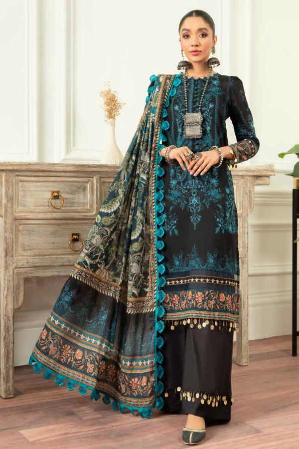 Mausummery Digital Printed Lawn Unstitched 3 Piece Suit – 04 Smoky Black