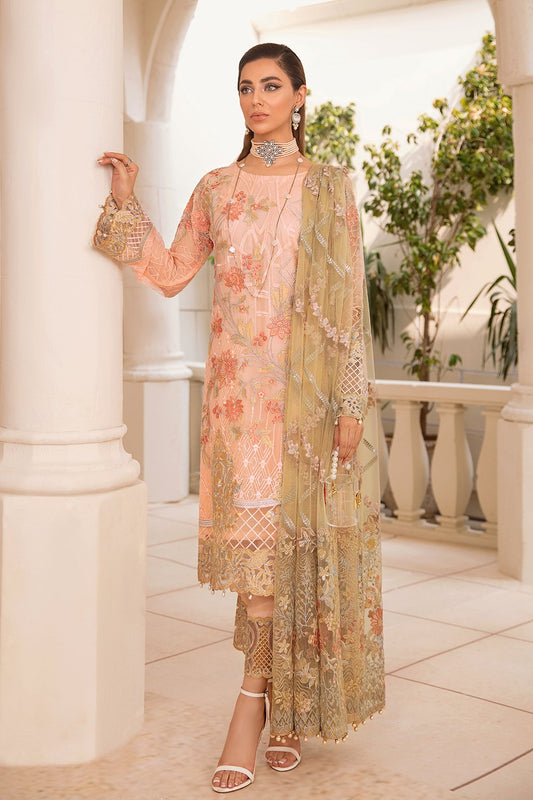 Chevron Embroidered Chiffon Suits by Ramsha Unstitched 3-Piece A-402