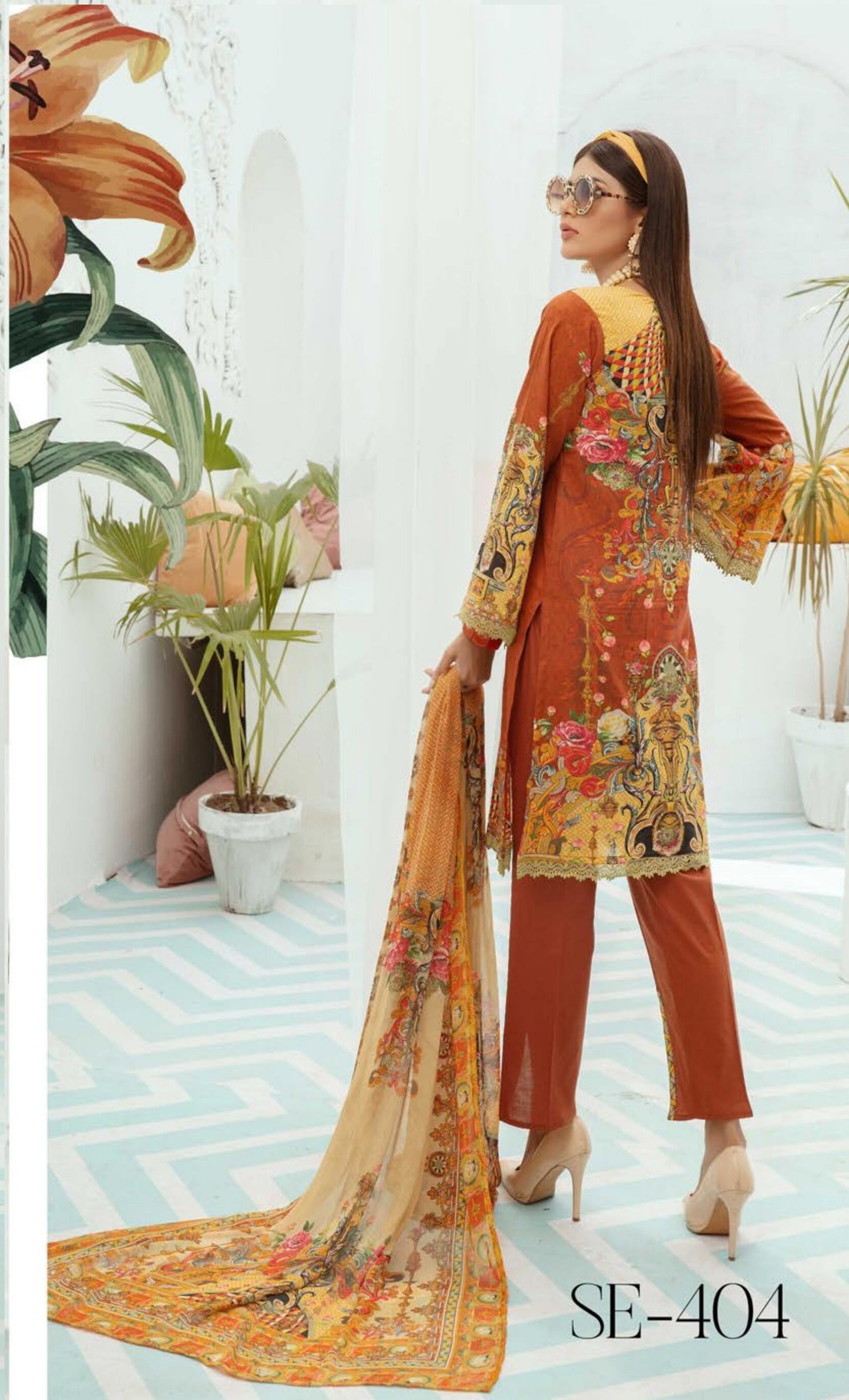 NUR Special Edition Embroidered Lawn Unstitched 3pc Dress - SE 404
