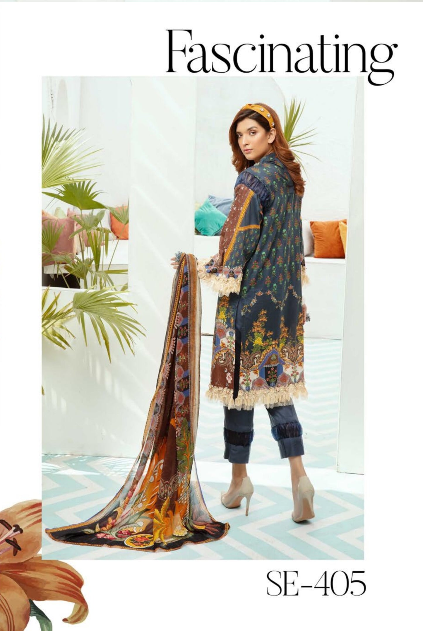 NUR Special Edition Embroidered Lawn Unstitched 3pc Dress - SE 405