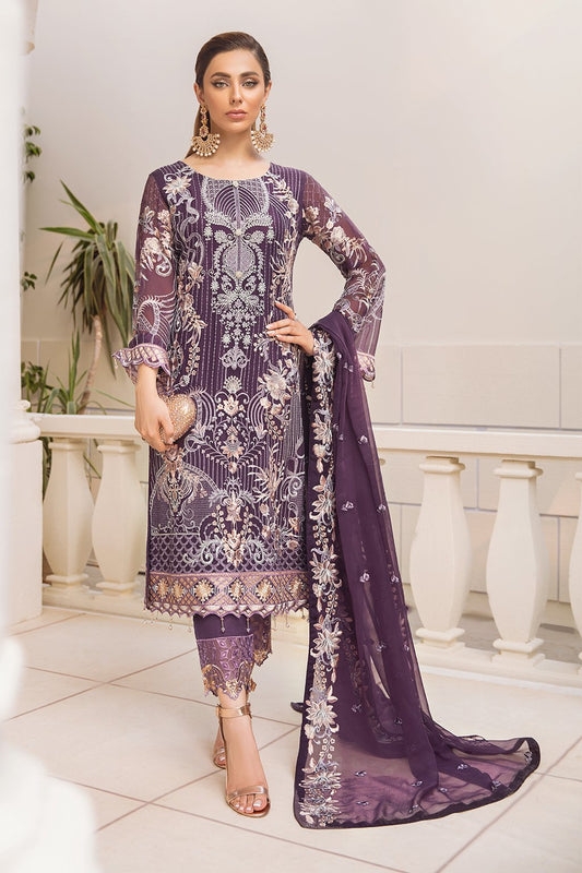 Chevron Embroidered Chiffon Suits by Ramsha Unstitched 3-Piece A-408