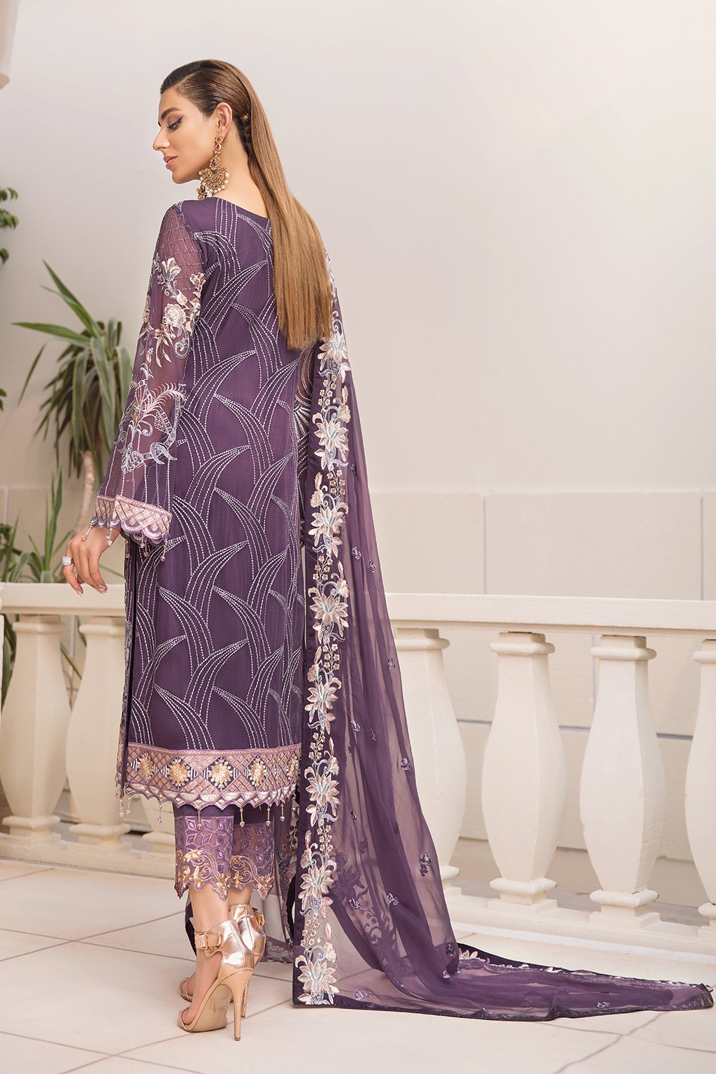 Chevron Embroidered Chiffon Suits by Ramsha Unstitched 3-Piece A-408
