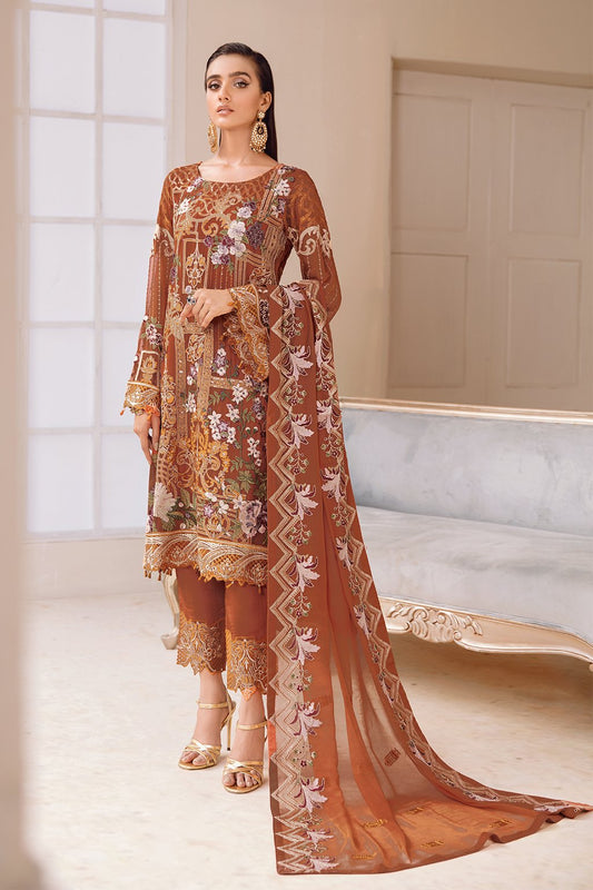Chevron Embroidered Chiffon Suits by Ramsha Unstitched 3-Piece A-412