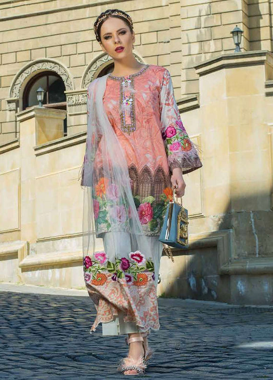 Tabassum Mughal Embroidered Festive Lawn Unstitched 3 Piece Suit - TM 04