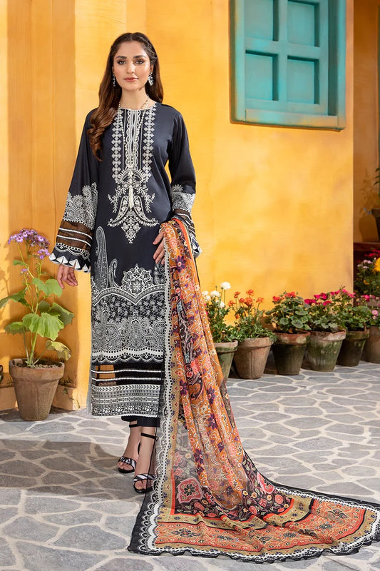 Jahanara Embroidered Lawn Suits Unstitched 3 Piece J16-04 Black