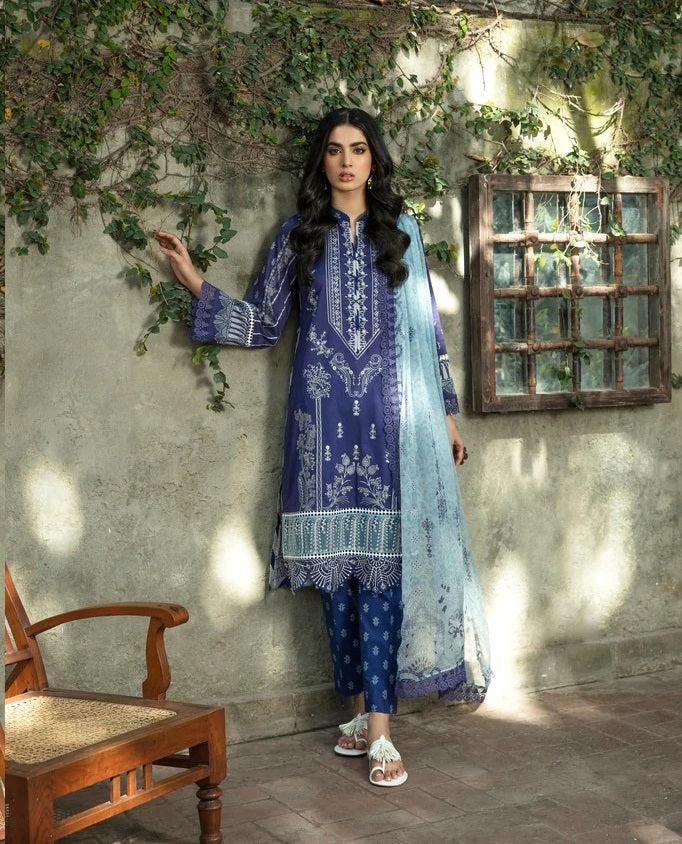 Sahiba By Aabyaan Embroidered Eid Lawn Suits Unstitched 3 Piece AE-04 NEELI