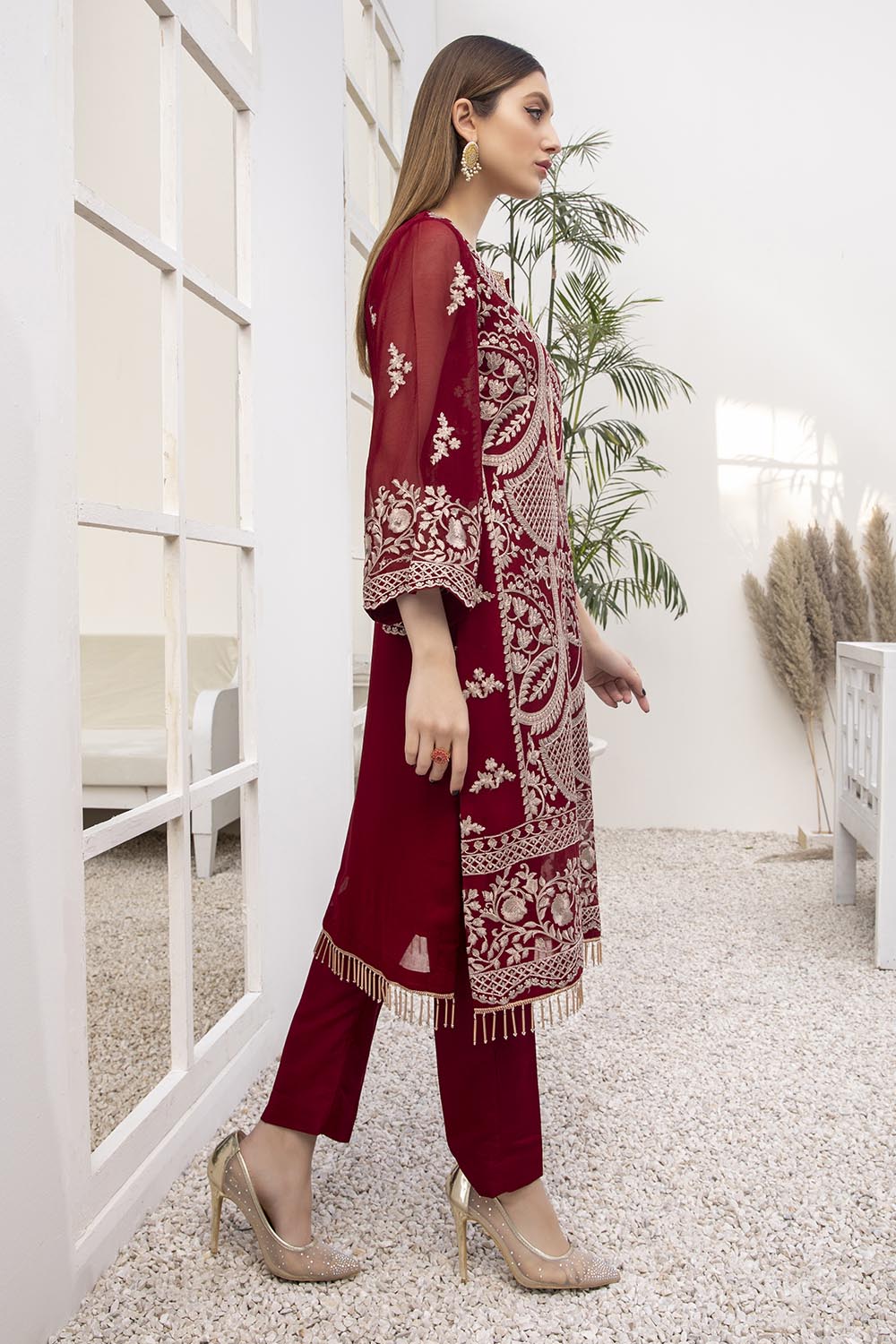 Azure Luxury Formal Chiffon Kurti Unstitched 1 Piece - AZK 04 Rouge Gold
