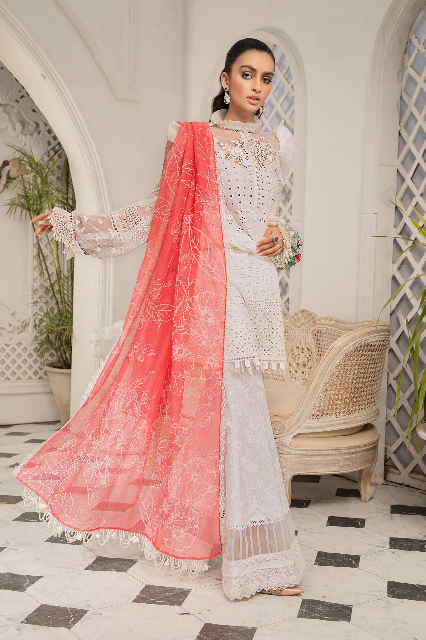 Maria B Embroidered Lawn Suits Unstitched 3 Piece D-2204-A Summer Collection 2022