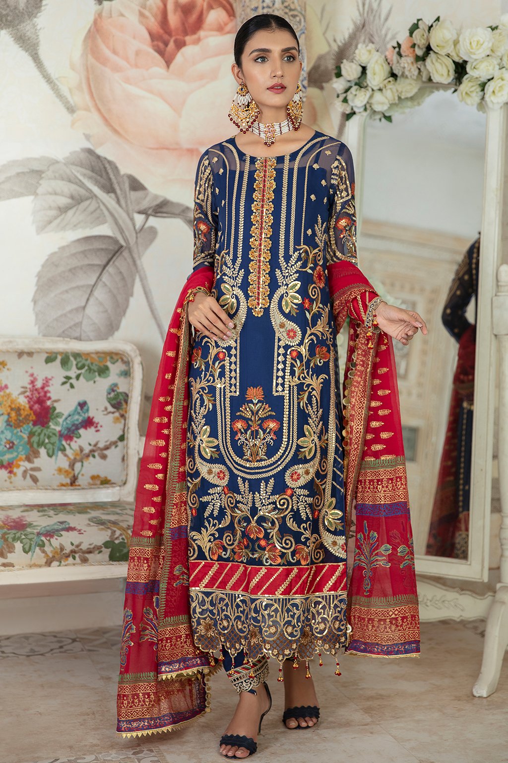 Emaan Adeel Embroidered Chiffon Dress Unstitched 3piece - LE 04