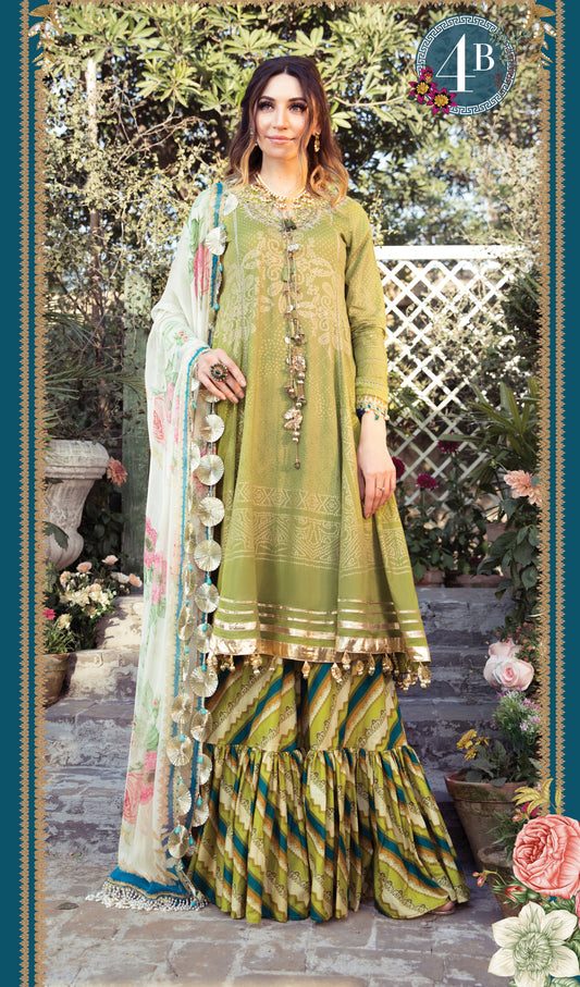 Maria B Mprint Embroiderd Lawn Unstitched 3 Piece Suit - 1004-B