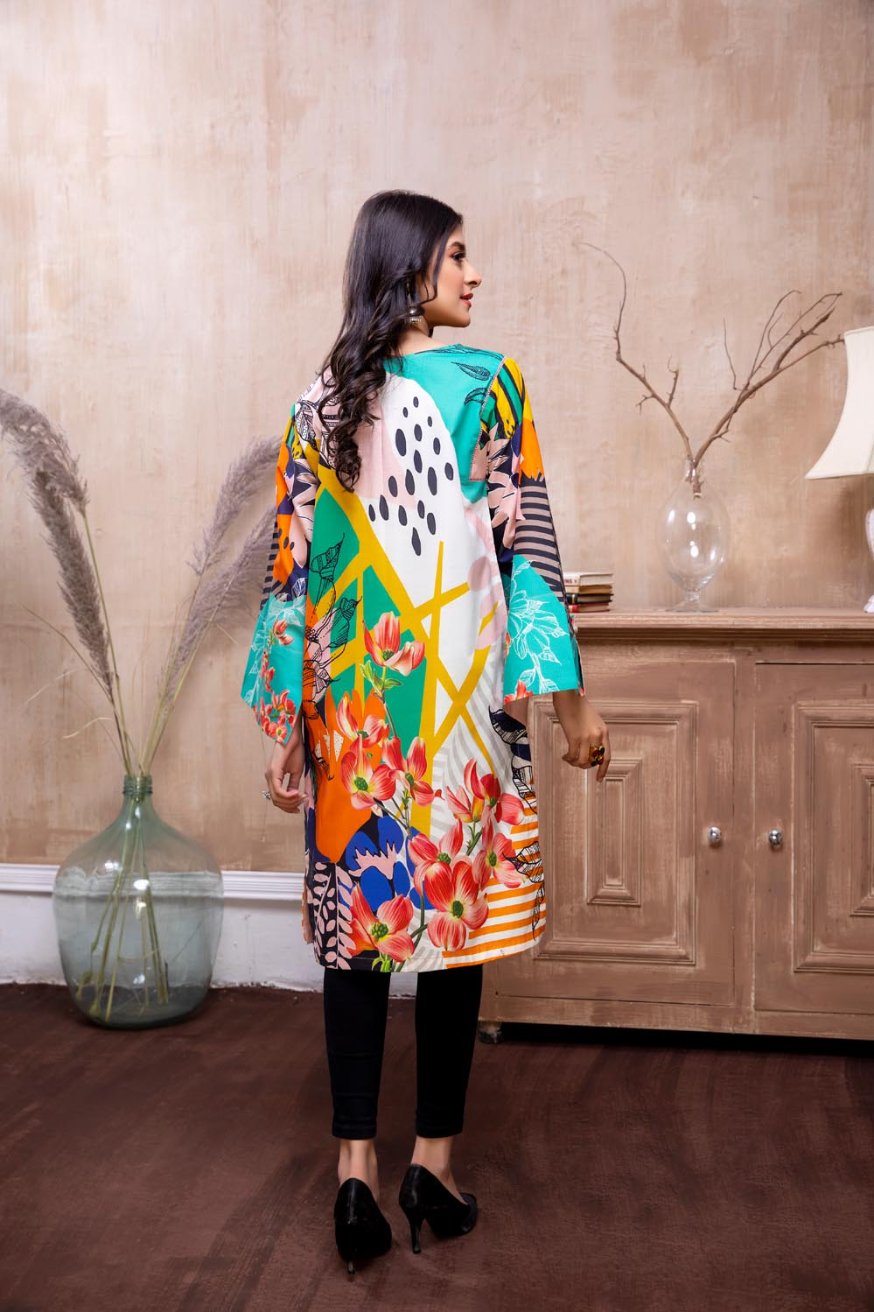 Adan Libas Printed Cambric Stitched Kurti - C1 04