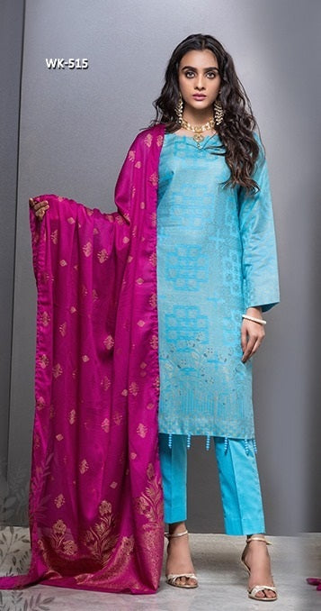 Salitex Self Jacquard Lawn Unstitched 3 Piece Suit -WK 515