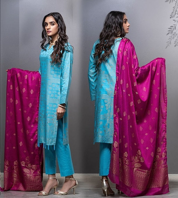Salitex Self Jacquard Lawn Unstitched 3 Piece Suit -WK 515