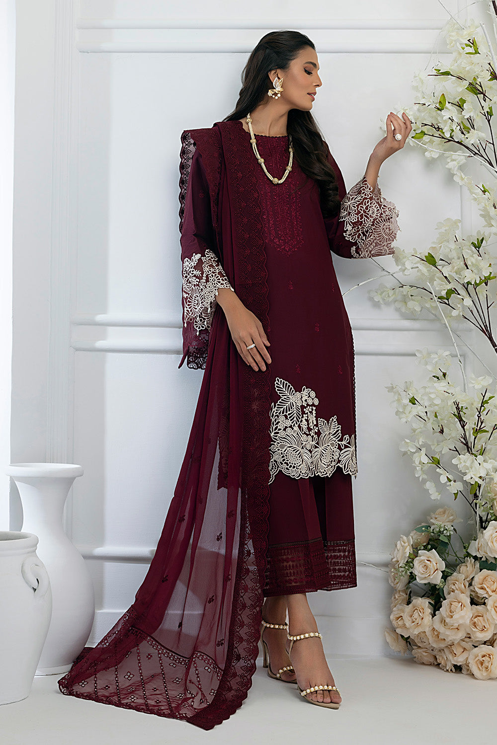 Azure Embroidered Lawn Suits Unstitched 3 Piece AZFL 53 Geranium