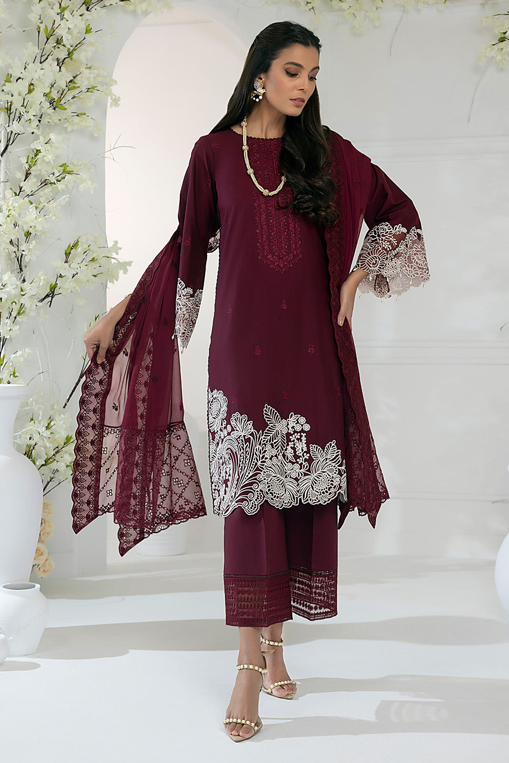 Azure Embroidered Lawn Suits Unstitched 3 Piece AZFL 53 Geranium