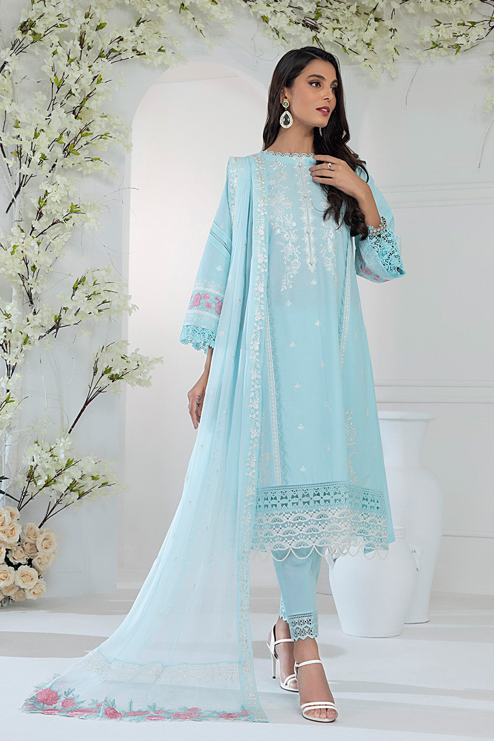 Azure Embroidered Lawn Suits Unstitched 3 Piece AZFL 57 Sky Glow