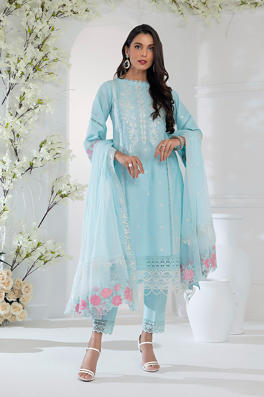 Azure Embroidered Lawn Suits Unstitched 3 Piece AZFL 57 Sky Glow