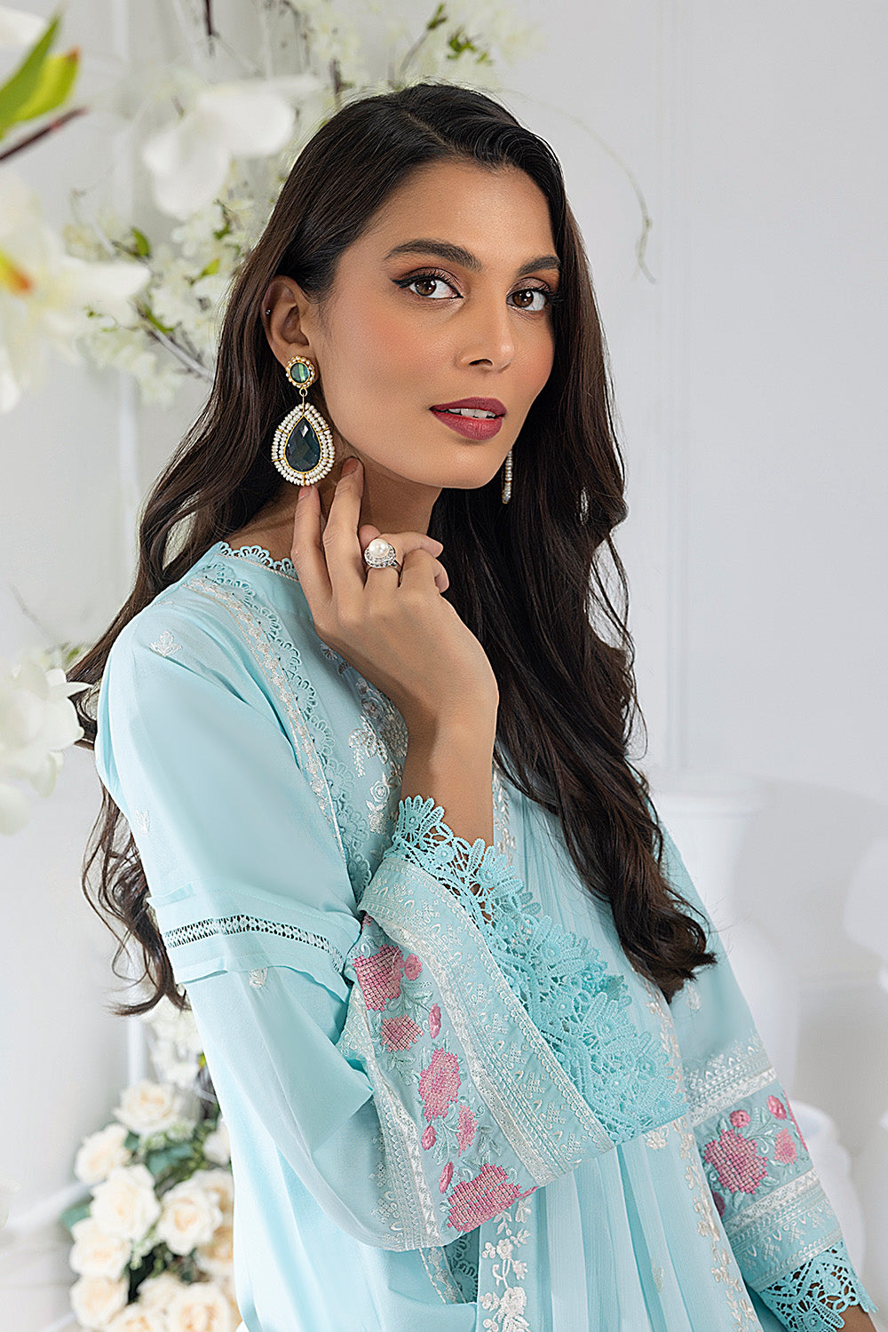 Azure Embroidered Lawn Suits Unstitched 3 Piece AZFL 57 Sky Glow