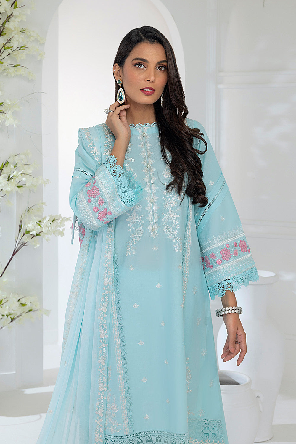 Azure Embroidered Lawn Suits Unstitched 3 Piece AZFL 57 Sky Glow