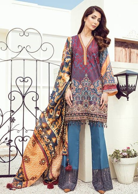 Baroque Premium Embroidered Lawn Unstitched 3 Piece Suit - 05