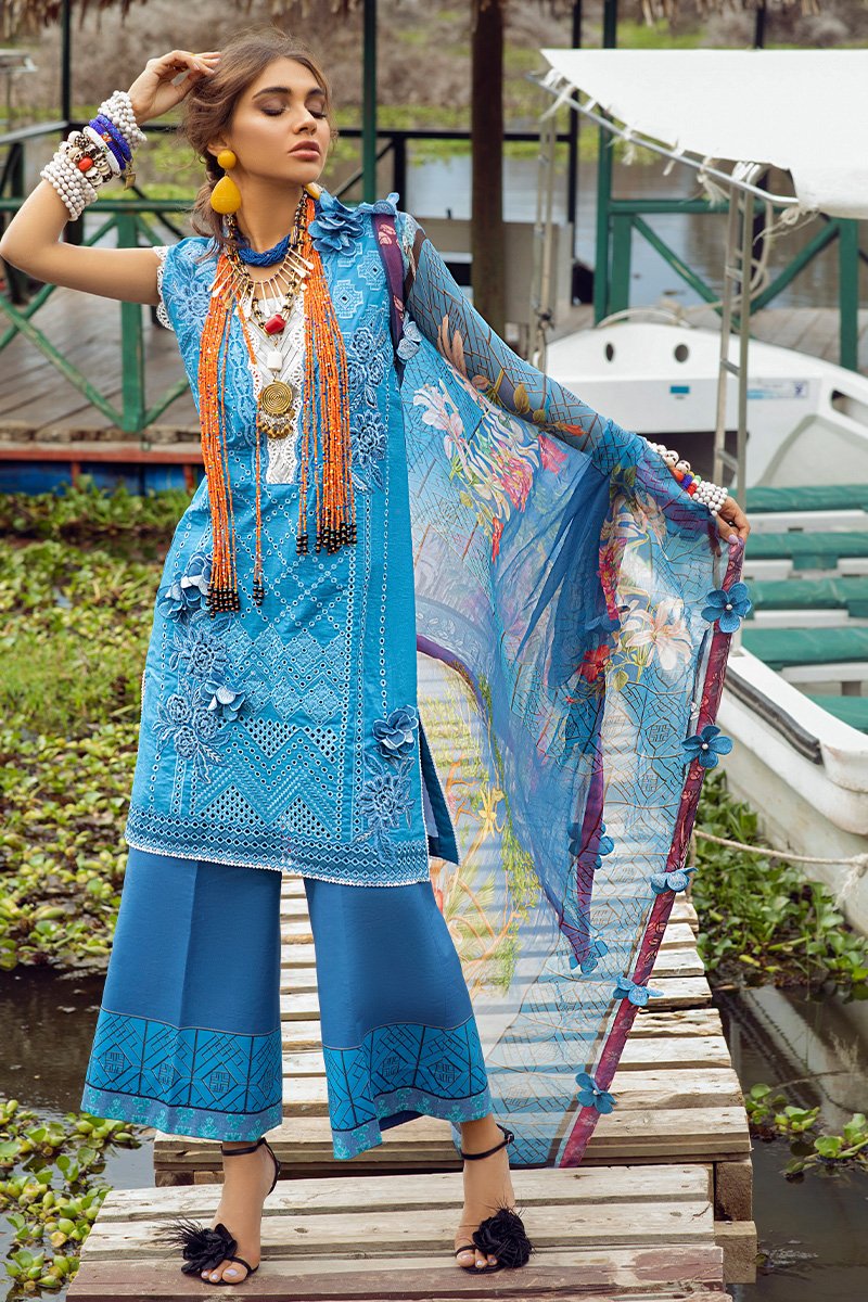 Mushq Hemline Embroidered Lawn Unstitched 3 Piece Suit - 05 Day Dream