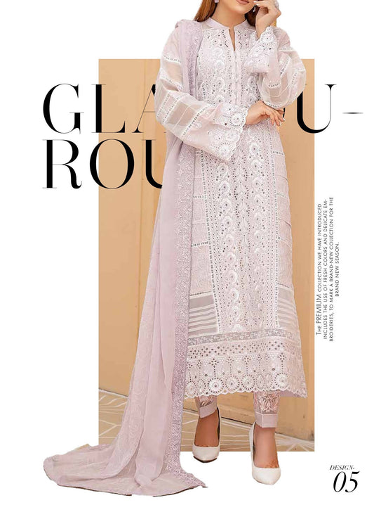 Mizaaj Embroidered Chikankari Lawn Suits Unstitched 3 Piece D-05