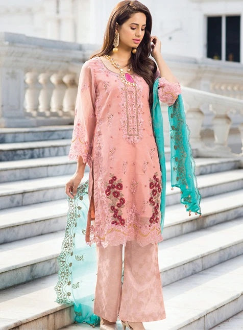 Noorma Kamal Embroidered Organza Unstitched 3 Piece Suit NK - 05 Peruvian Lily
