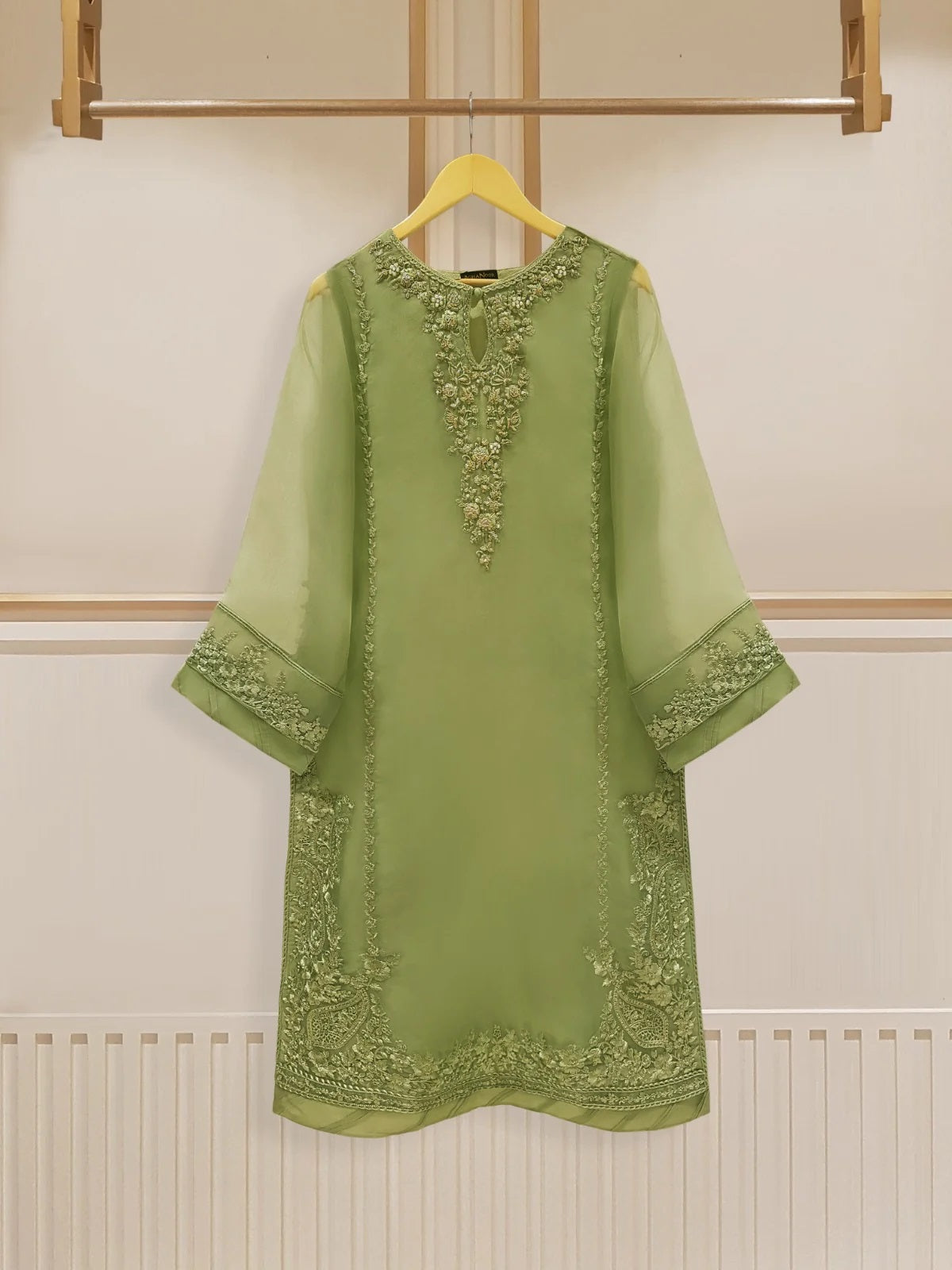 Agha Noor 2pc Pure Cotton Net Handwork Stitched Shirt with Dupatta HD- 385601
