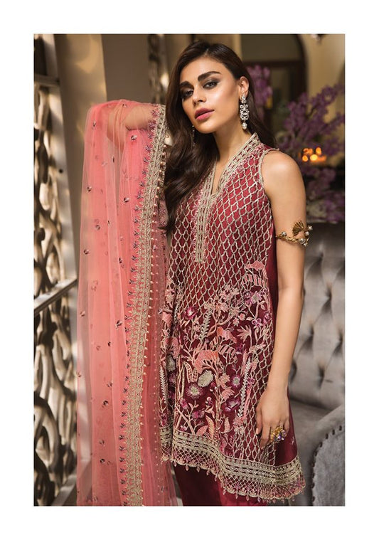 Anaya Festive Embroidered Organza Unstitched 3 piece Suit - 05 Roselle