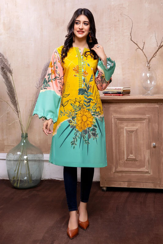 Adan Libas Printed Cambric Stitched Kurti - C1 05