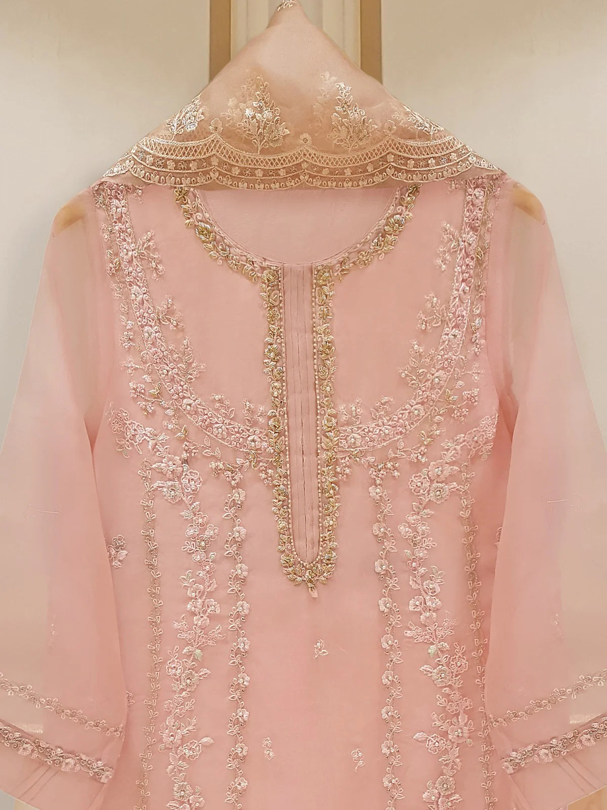Aghanoor 2pc Pure Organza Stitched Shirt with Dupatta HD-2466601