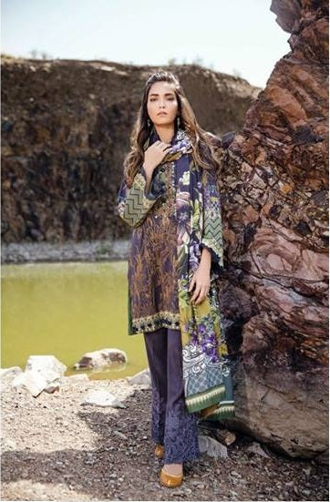 Baroque Fuchsia Embroidered Linen Unstitched 3 Piece Suit - FL-06